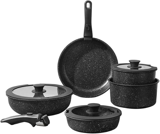 Pots and Pans Set, Nonstick Detachable Handle Cookware Set, Induction Kitchen Cookware Set with Removable Handle, Healthy Non Stick Cookware, Dishwasher 竊?Oven Safe, PFOA Free