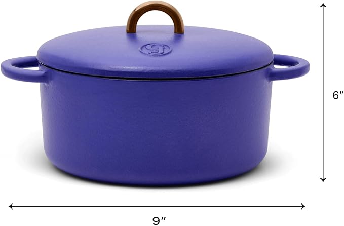 Great Jones Dutch Baby Dutch Oven with Lid (Blueberry, 3.5-Quart) | Enameled Cast Iron, Round Shape | Safe for Stovetops & Ovens up to 500째F | Space-Saving & Dishwasher-Friendly | Small-Batch Cooking