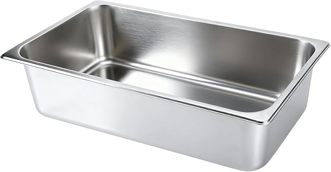 VOISEN 2 Pack Hotel Pans,1/1 Size 6" Deep,Anti-Jamming Steam Pan,Commercial Stainless Steel Pan, Steam Table Pans Full Size