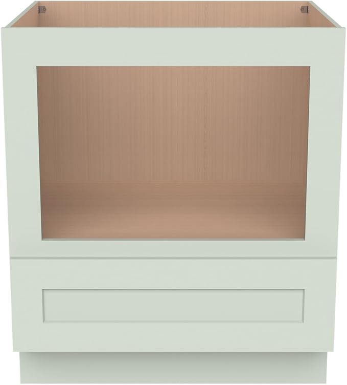 Microwave Base Cabinet ??Solid Wood Shaker Style Kitchen Storage Base Unit with Drawer & Soft-Close Doors, RTA Pantry Cupboard for Dining Room, Coffee Bar 30" W x 24" D x 34 1/2" H (Jade Green)