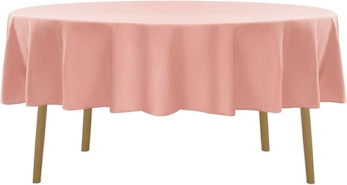 Cupuamon 70 inch Round Tablecloth Washable Polyester Table Cloth Decorative Table Cover for Wedding Party Dining Banquet（70 inch, Dusty Pink）