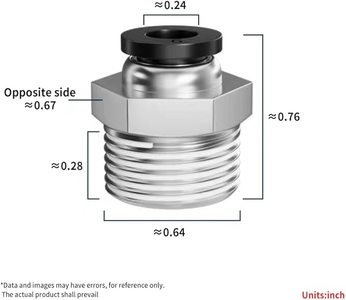 Pneumatic Black Push Connect Fittings 6mm Tube OD x 3/8 Inch NPT Air Push Connect Tools Pneumatic Hose Fittings(Pack of 5)
