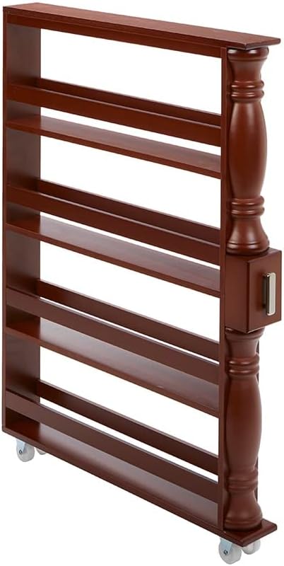 The Lakeside Collection Slim Rolling Can and Spice Racks - Walnut
