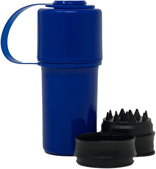 Hemper Keeper 3?멼n?? Herb Grinder with Dual Storage Container - Smell?멠roof, Airtight & Water?멢esistant - Built?멗n Removable Grinder, Dual Compartments for Flower & Ground - (Blue)