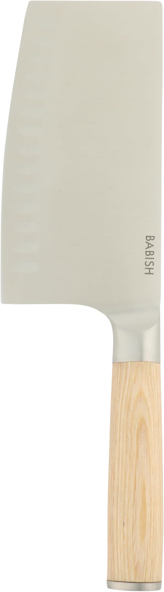 Babish 6.5-Inch Forged Cleaver Knife with Light Pakka Wood Handle ??High-Carbon 1.4116 German Steel Full Tang Kitchen Knife for Heavy-Duty Chopping and Slicing