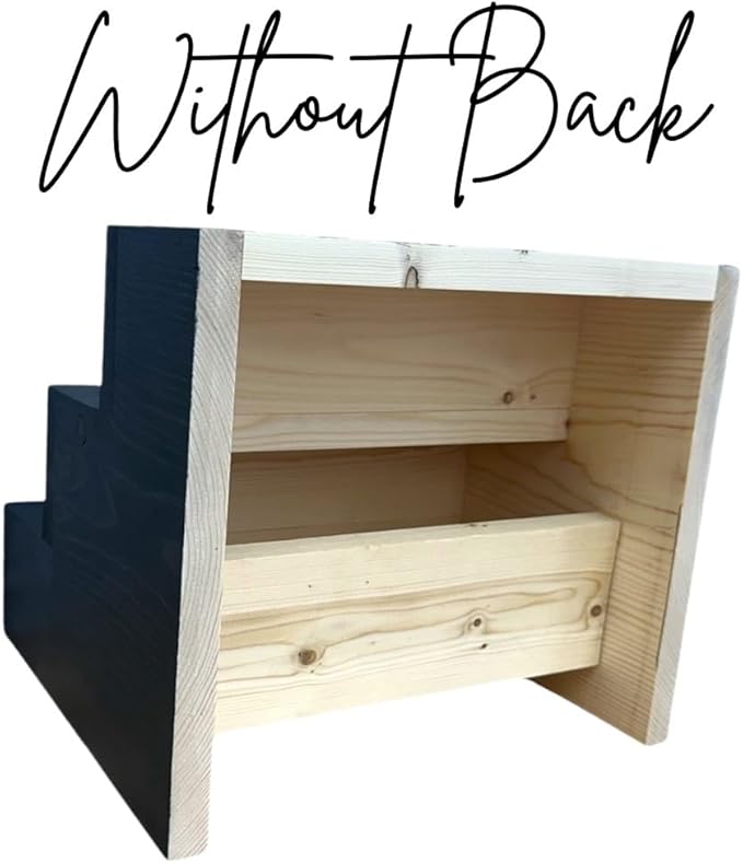 Handmade Tiered Display Shelving - Three Tier Bar Display - Bar Organizer - Liquor Bottle Display (36" without Back, Black)