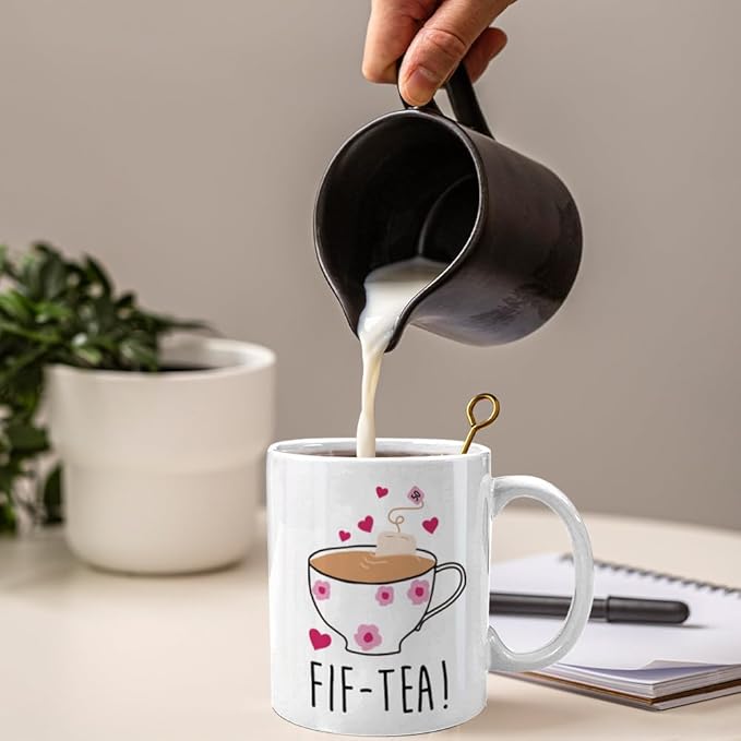 FIF-TEA 50th Birthday Mug Gifts for Women - Tea Lover Gift - Funny Bday Gift for Mom Dad Husband Wife Friend - 50 Year Old Funny 11OZ Tea Cup Coffee Mug, Mother's Day Gifts for Grandma