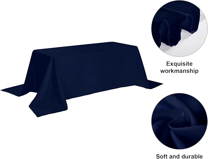 6 Pack Navy Blue Tablecloth 90 x 132 Inch Table Cloth for 6 Foot Rectangle Tables, Wrinkle Resistant Washable Polyester Fabric Table Covers for Party, Wedding,Dining,and Banquet