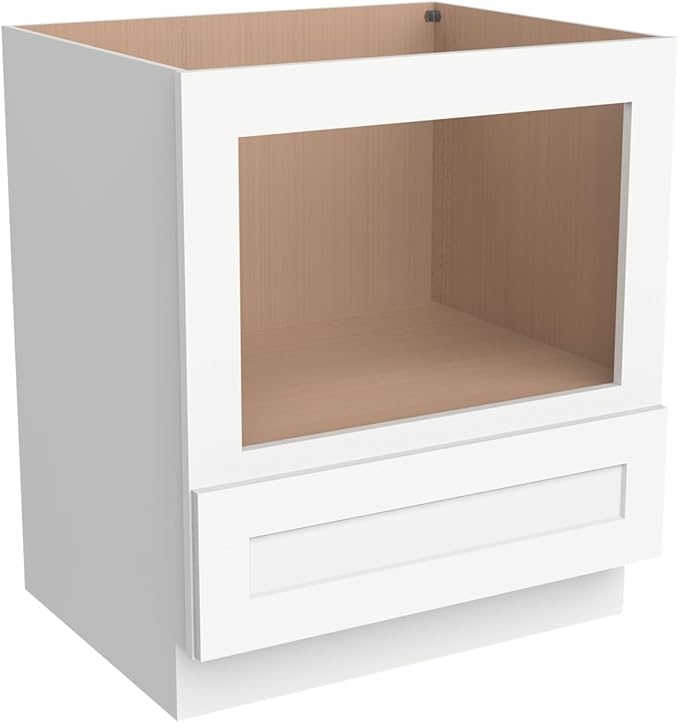 Microwave Base Cabinet ??Solid Wood Shaker Style Kitchen Storage Base Unit with Drawer & Soft-Close Doors, RTA Pantry Cupboard for Dining Room, Coffee Bar 30" W x 24" D x 34 1/2" H (Origami White)
