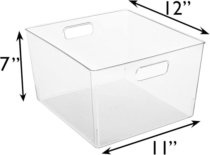 ClearSpace Clear Plastic Storage Bins ??XL 6 Pack Perfect Kitchen or Pantry Organization Fridge Organizer and Storage Bins, Cabinet Organizers
