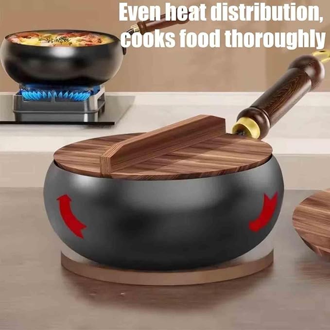 Jinswhdre Cast Iron Skillet, Uncoating Cast Iron Pot, Multi-purpose Frying Wok, Hand-Forged Non-stick Pans Without Coating, High Purity Frying Pans For Cooking