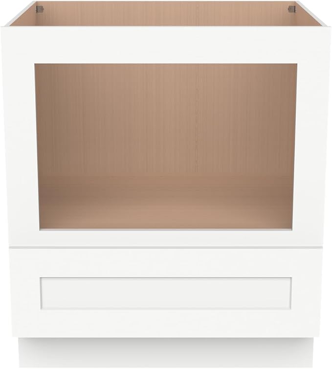 Microwave Base Cabinet ??Solid Wood Shaker Style Kitchen Storage Base Unit with Drawer & Soft-Close Doors, RTA Pantry Cupboard for Dining Room, Coffee Bar 30" W x 24" D x 34 1/2" H (Origami White)