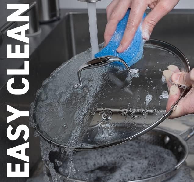 HexClad Tempered Glass Lid, 8-Inch, Designed for HexClad Hybrid Cookware, Steam Vented, Dishwasher Safe