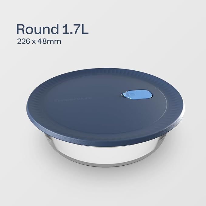 Tupperware Voila Glass Round Food Storage ??Airtight Baking Dish, 1.8 qt / 1.7 L
