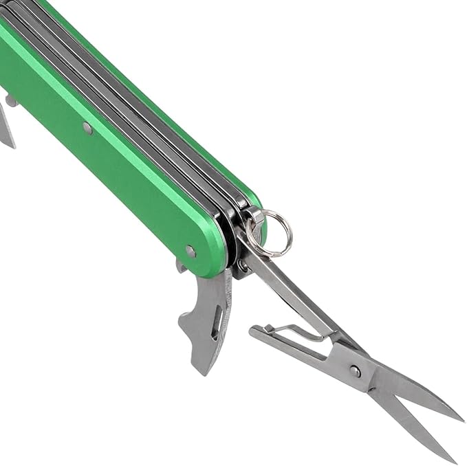 Fox Knives Vulpis FX-VP130-F4 Slipjoint Folding Knife 4-in-1 Multitool 2.17in Blade, Bottle Opener, Can Opener, Flat Head Screwdriver, Scissors - Compact Versatile Minimalist Pocket Knife (OD Green)