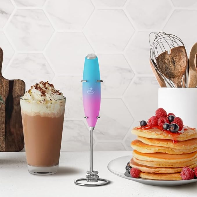 Zulay Kitchen Milk Frother with Patented Tornado Triple Whisk ??Handheld Foam Maker for Coffee, Lattes, Matcha & Hot Chocolate ??Rich, Creamy Froth in Seconds