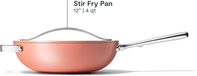 Caraway Non-Stick Stir Fry Pan - 12??Wok-Inspired Pan - Free From Forever Chemicals - High-Sloped Walls - Stainless Steel Handles - Perracotta