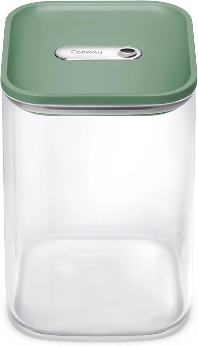 Caraway 4qt Glass Airtight Food Storage Container with Lid ??Non-Toxic, BPA-Free Kitchen Storage Container ??Stackable, Space-Saving Airtight Container for Dry Goods and More - Sage
