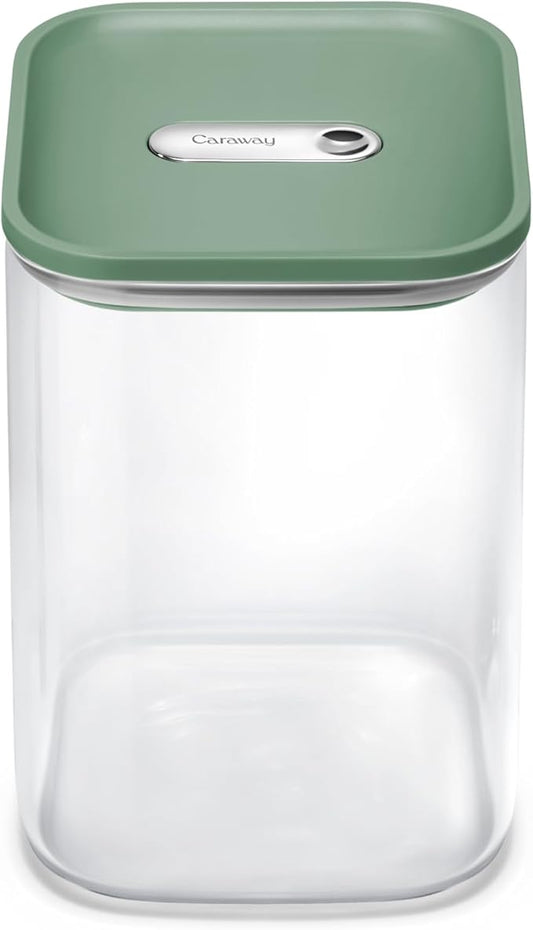 Caraway 4qt Glass Airtight Food Storage Container with Lid ??Non-Toxic, BPA-Free Kitchen Storage Container ??Stackable, Space-Saving Airtight Container for Dry Goods and More - Sage