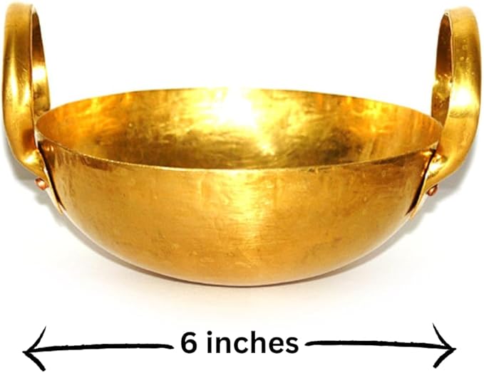 Brass Wok Pan Thai Home Cooking Food and Dessert for Thai Chinese Japanese Korean cuisine Size 6 inches
