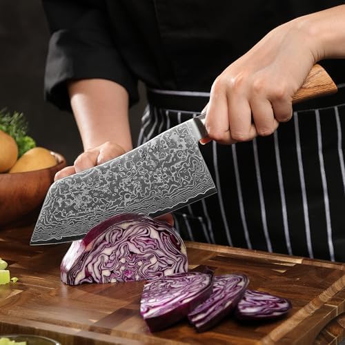 Wakoli EDIB Pro Cai Dao Knife ??Japanese Style Chef Knife | 7-Inch Genuine Damascus Steel Blade with VG10 Core | Ergonomic Pakkawood Handle | Professional Kitchen Tool in Gift Box