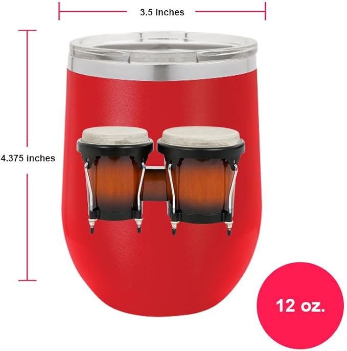 Bongos Wine Tumbler, Bongos Gift, 12oz Stainless Steel Wine Tumbler, Gifts For Him, For Her, For Boys, For Girls, Birthday, Christmas Gift idea (Red)
