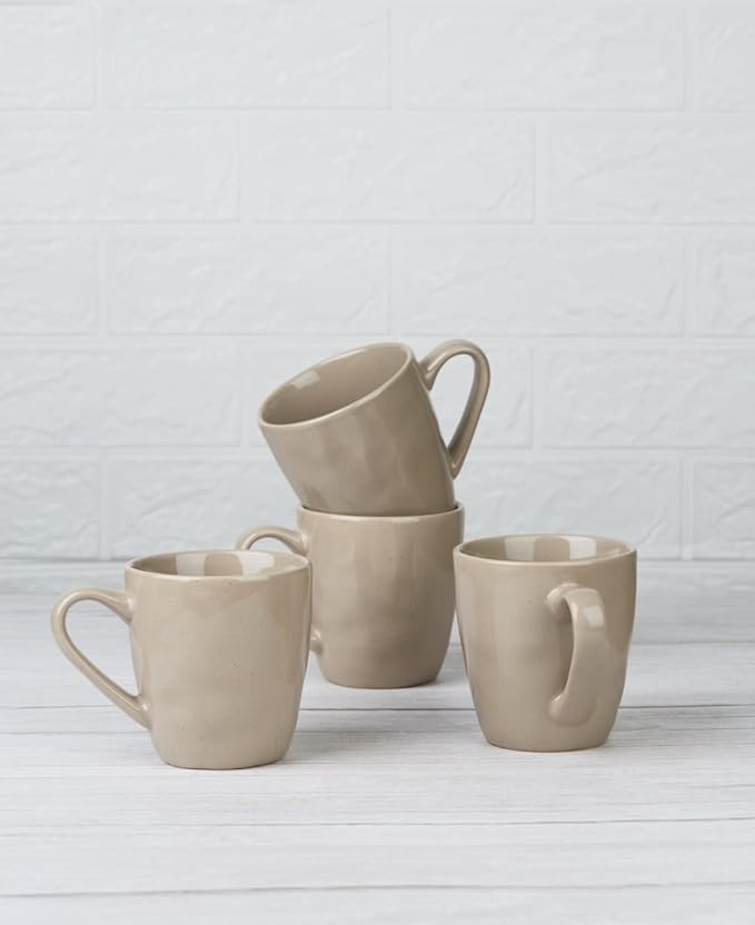 famiware Mars 4 Pieces Coffee Mug, 14 oz Tea Mug, Catering Mugs with Handle for Coffee, Tea, Cocoa, Milk, Cinnamon Brown