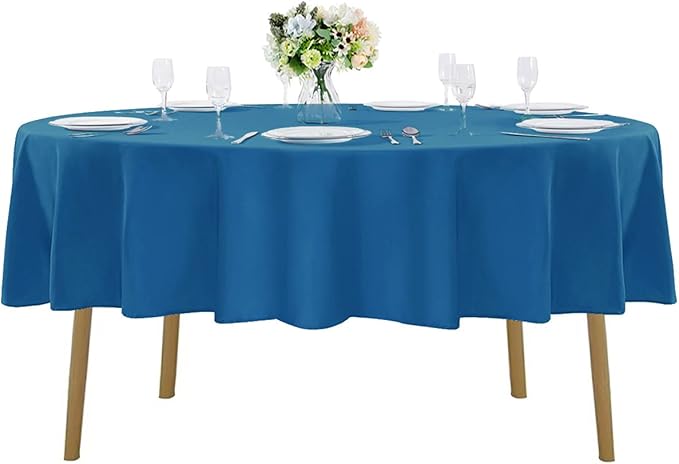 Cupuamon 70 inch Round Tablecloth Washable Polyester Table Cloth Decorative Table Cover for Wedding Party Dining Banquet（70 inch, Mediterranean Blue）