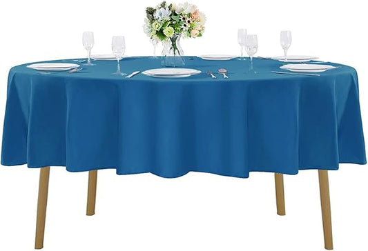 Cupuamon 70 inch Round Tablecloth Washable Polyester Table Cloth Decorative Table Cover for Wedding Party Dining Banquet（70 inch, Mediterranean Blue）