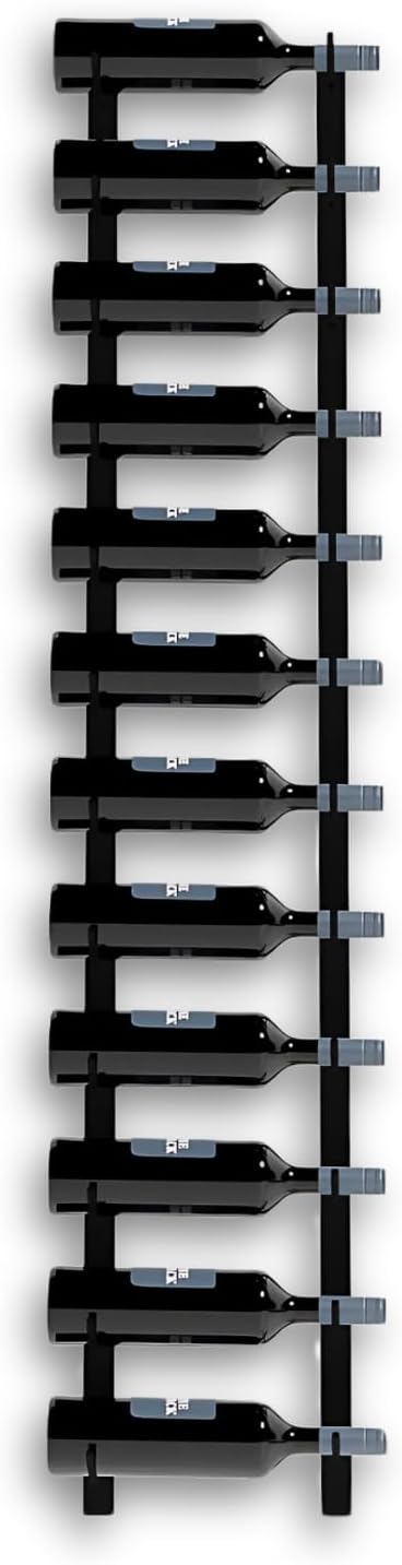 12-Bottle Black Metal Wall Mounted Wine Rack ??Modern Industrial Wine Bottle Storage Organizer for Home Bar, Kitchen, Dining Area & Wine Cellar