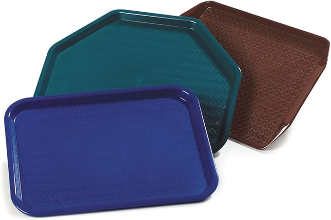 Carlisle FoodService Products Fast Food Cafeteria Tray 14" x 18", Durable Polypropylene with Slip-Resistant Surface, Stackable for Cafes and Schools, BPA-Free, Black