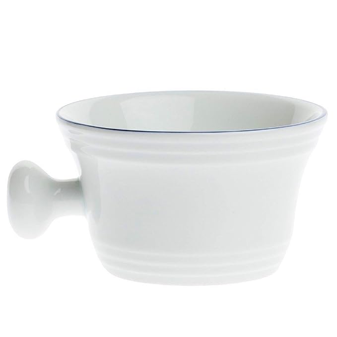 Fendrihan Porcelain Apothecary Shaving Mug, Hand-Painted Rim (Dark Blue)