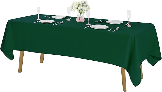 Cupuamon Rectangle Tablecloth 60x102 inch Washable Polyester Fabric Table Cloth for Wedding Party Dining Banquet Decoration（60x102, Hunter）