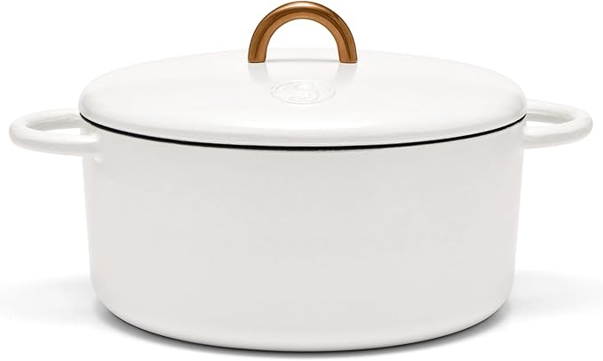 Great Jones Dutch Baby Dutch Oven with Lid (Salt, 3.5-Quart) | Enameled Cast Iron, Round Shape | Safe for Stovetops & Ovens up to 500째F | Space-Saving & Dishwasher-Friendly | Small-Batch Cooking