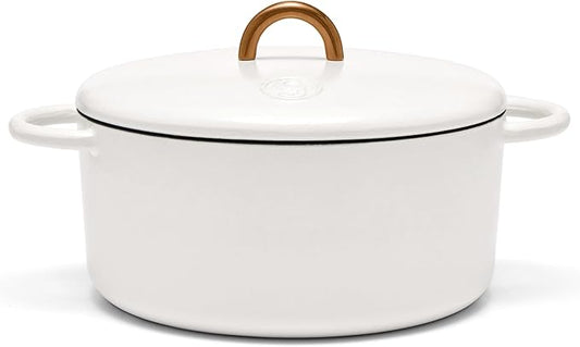 Great Jones Dutch Baby Dutch Oven with Lid (Salt, 3.5-Quart) | Enameled Cast Iron, Round Shape | Safe for Stovetops & Ovens up to 500째F | Space-Saving & Dishwasher-Friendly | Small-Batch Cooking