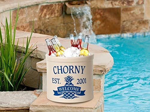 RAINBEAM Rustic Pineapple 2 Gallon Personalized Pineapple Ceramic Food Storage Container