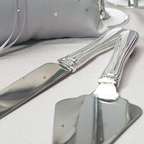 Weddingstar Cake Knife and Serving Set - Silver Plated with Elegant Crystals