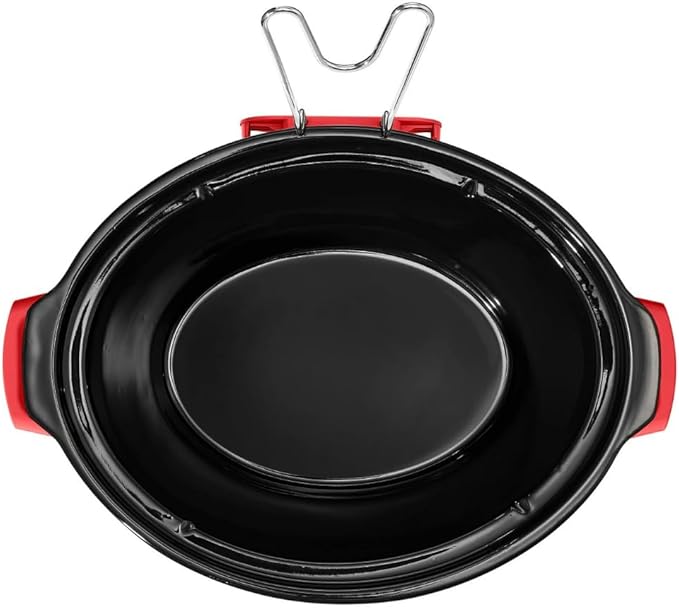 Beautiful 6 Quart Programmable Slow Cooker by Drew Barrymore ??Large Capacity, Ceramic Removable Pot, Tempered Glass Lid, Dishwasher Safe, Auto Keep Warm (Tomato Red)
