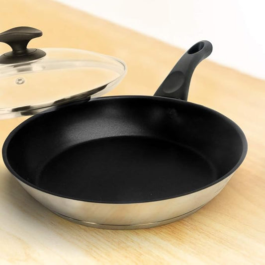 HOMICHEF 11 Inch Nonstick Frying Pan and Skillet - The Ultimate Omelet Pan with Glass Lid, Nickel Free Stainless Steel, Induction Compatible & Vented Cover