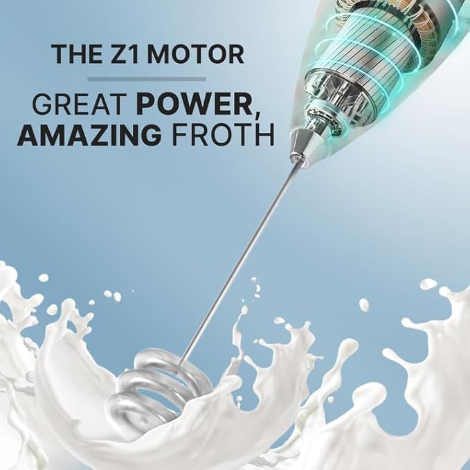 Zulay Kitchen Milk Frother with Patented Tornado Triple Whisk ??Handheld Foam Maker for Coffee, Lattes, Matcha & Hot Chocolate ??Rich, Creamy Froth in Seconds