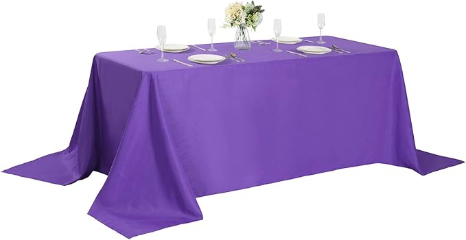 Cupuamon Rectangle Tablecloth 90x132 inch Washable Polyester Fabric Table Cloth for Wedding Party Dining Banquet Decoration（90x132,Purple）