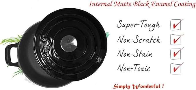La Cuisine Enameled Cast Iron Braiser Saute Pan Shallow Casserole with lid, 3.75 Quart (QT) 11" Diameter Matte Black Enamel Coating Interior, Glossy Black Porcelain Enamel Coating Exterior