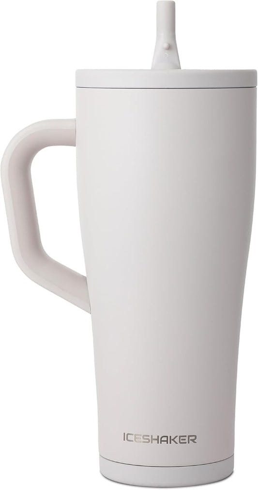 Ice Shaker 32 oz Tumbler with Handle and Straw | 32oz Sandy Beach | Cold for 30+ Hours | 2-in-1 Tumbler Shaker Bottle | Odor-Free 32 ounce Bottle for Water, Protein Shakes, Smoothies, Cocktails