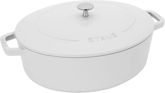 STAUB Cast Iron 6.25-qt Wide Oval Dutch Oven, Pure White