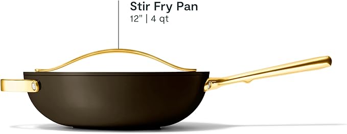 Caraway Non-Stick Stir Fry Pan - 12??Wok-Inspired Pan - Free From Forever Chemicals - High-Sloped Walls - Stainless Steel Handles - Black