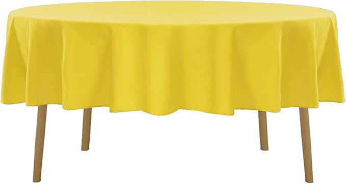 Cupuamon 90 inch Round Tablecloth Washable Polyester Table Cloth Decorative Table Cover for Wedding Party Dining Banquet（90 inch, Yellow）