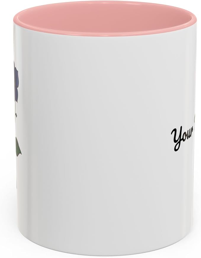 Customizable Coffee Mug with Birth Flower and personalized text for gift, birthdays, teachers, grandparents and many more
