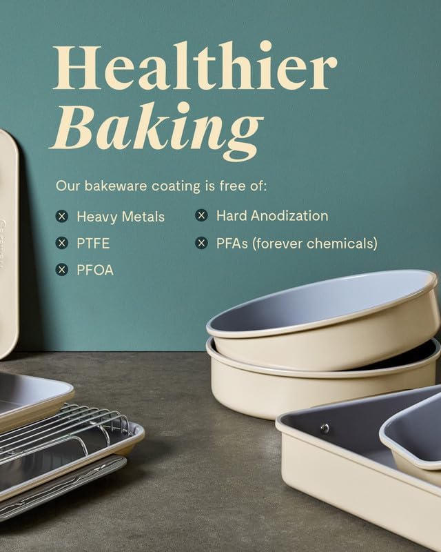 Caraway Non-Stick Ceramic 9??Square Pan - Naturally Slick Ceramic Coating - Non-Toxic, PTFE & PFOA Free - Perfect for Brownies, Lemon Bars, Cakes, & More - Perracotta