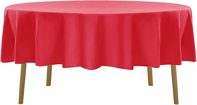 6 Pack Red Round Tablecloths 70 Inches Table Cloth Stain and Wrinkle Resistant Washable Polyester Table Cover Fabric for Party, Wedding,Dining,and Banquet Decoration