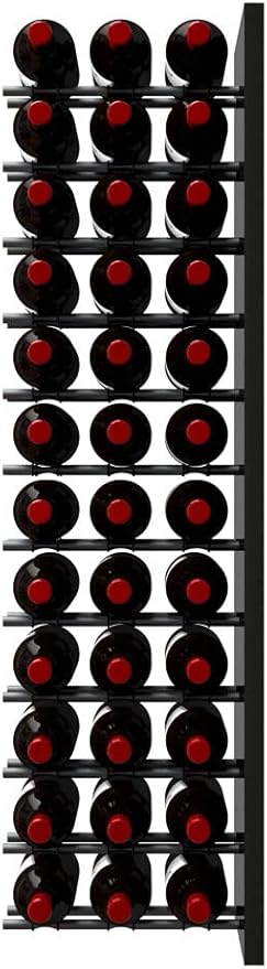 Ultra Wine Racks Fusion Wine Wall Label-Out (4 Foot, Triple Deep, Black Acrylic, Matte Black Peg) ??Modular Wine Rack for 48 Bottles, Easy Installation for Home Bar or Wine Cellar